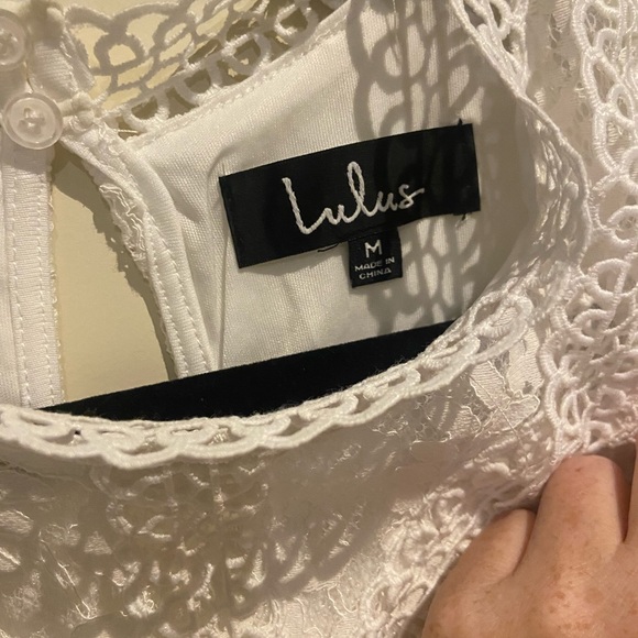 NWT Lulu's High-Neck White Lace Tank Mini Dress - Picture 10 of 11